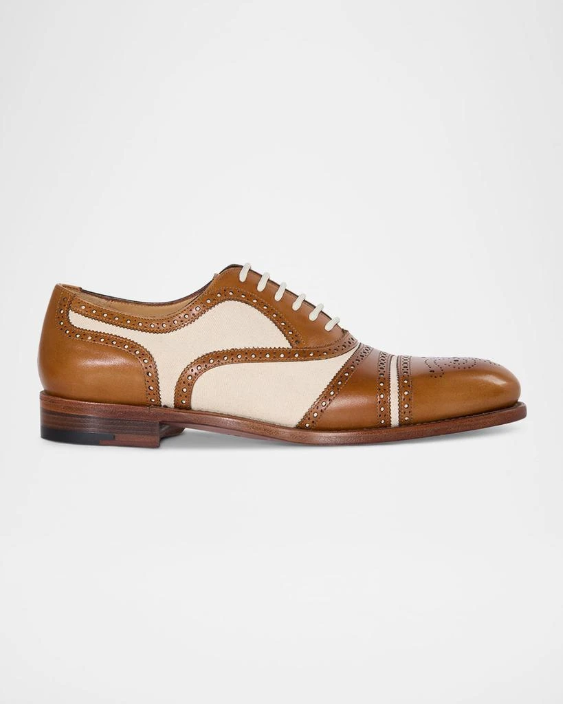 Paul Stuart Men's Specter Canvas and Brogue Leather Derby Shoes 1