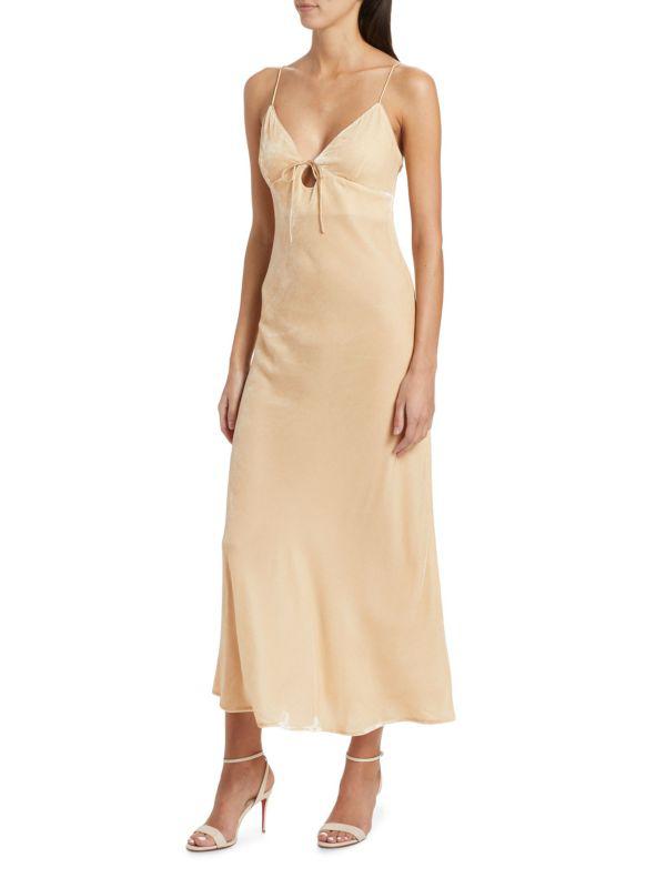 susana monaco Velvet Silk Blend Cutout Maxi Slip Dress