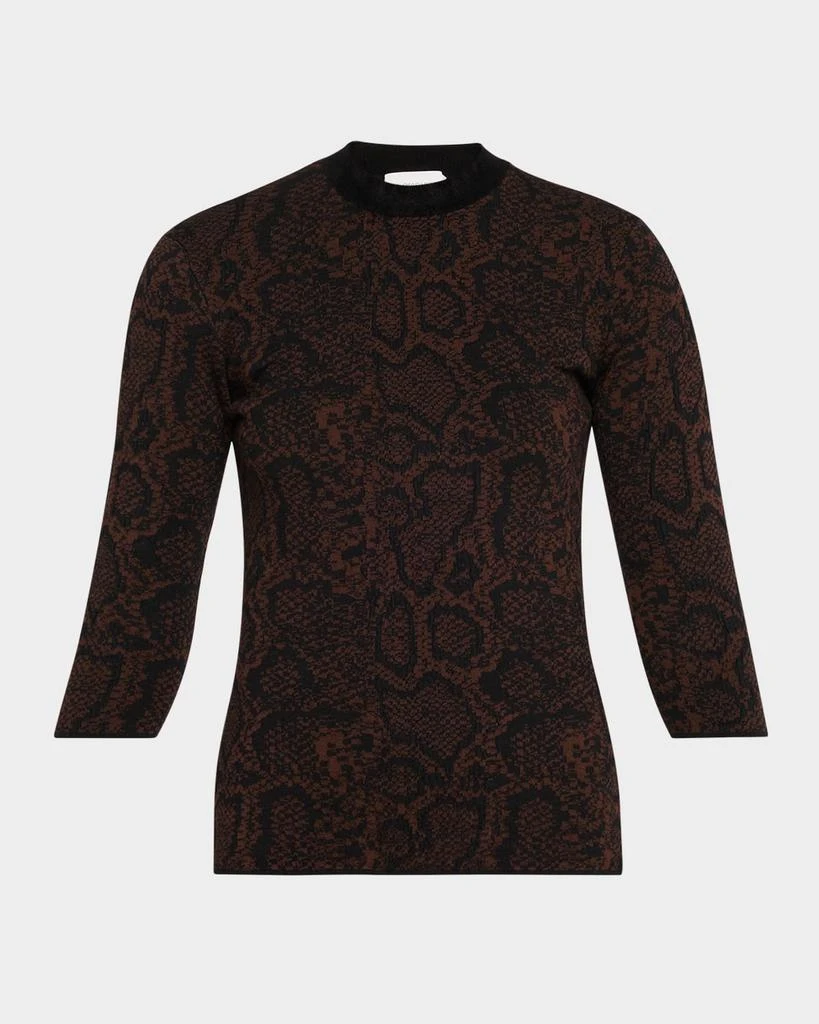 Stella McCartney Textured Snake Jacquard Elbow-Sleeve Top 1