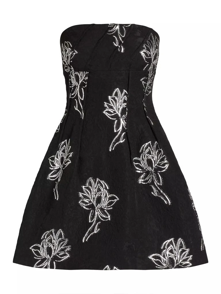 Monique Lhuillier Naomi Floral Jacquard Strapless Minidress 1