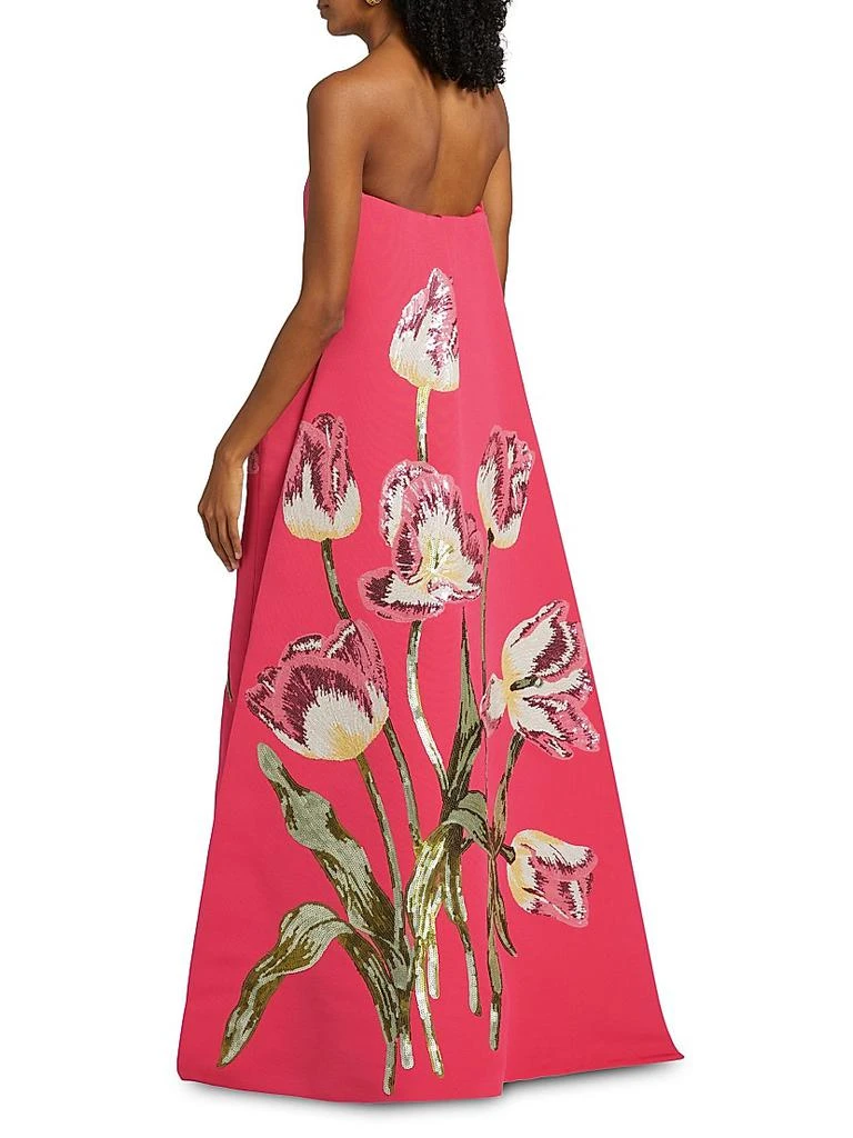 Amsale Women's Sequined Floral Strapless Gown - Cerise - Size 2 Amsale Women's Sequined Floral Strapless Gown - Cerise - Size 2