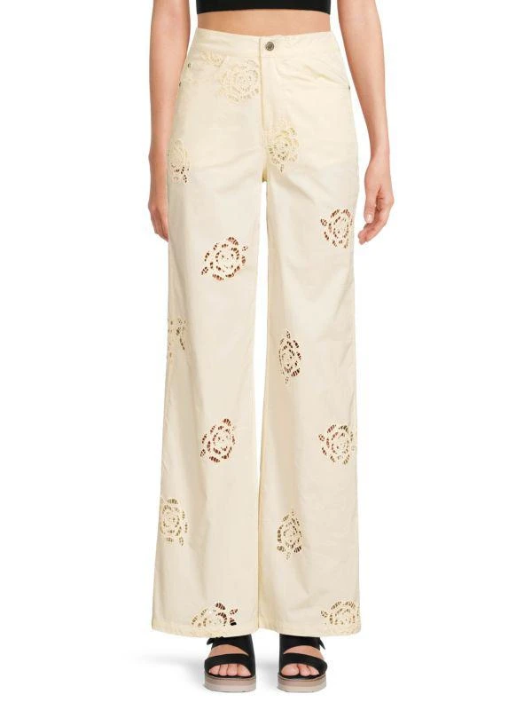 WeWoreWhat Eyelet Straight Leg Jeans 1