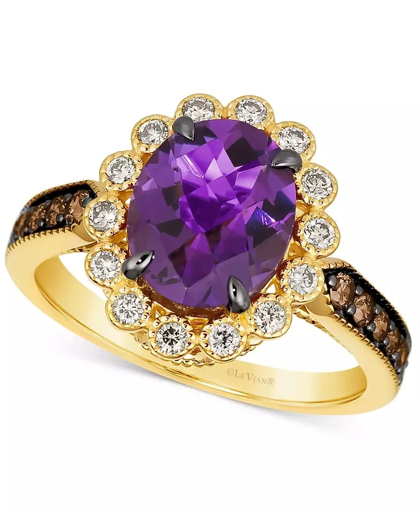 Le Vian Grape Amethyst (2-1/2 ct. t.w.), Chocolate Diamonds (1/4 ct. t.w.) 
Nude Diamonds (1/4 ct. t.w.) Oval Halo Ring in 14k Gold 1