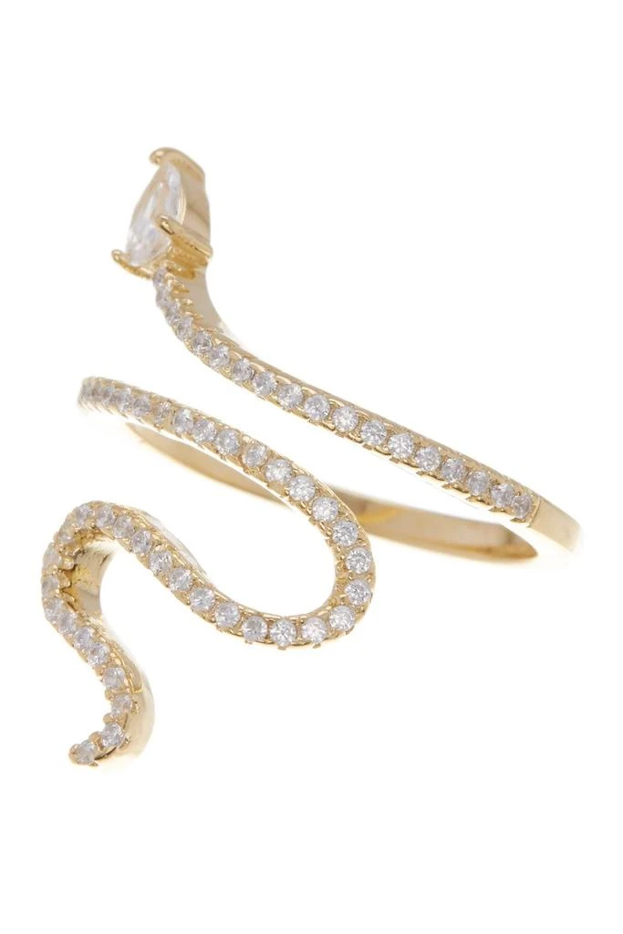 ADORNIA 14K Gold Plated Swarovski Crystal Accented Winding Snake Ring 1