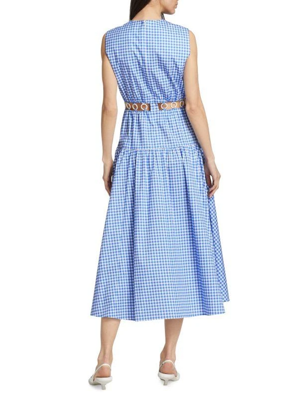 LELA ROSE Gingham Cut Out Midi Dress 2