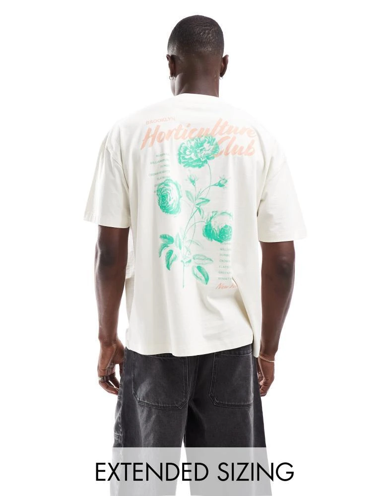 ASOS ASOS DESIGN oversized t-shirt with front and back floral print in off white 1