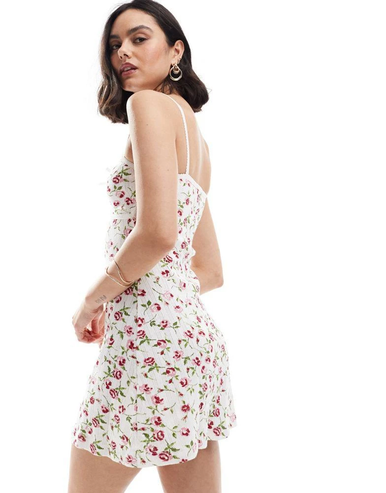 ASOS ASOS DESIGN cami lace strap pointelle mini dress with binding in ditsy floral print 4