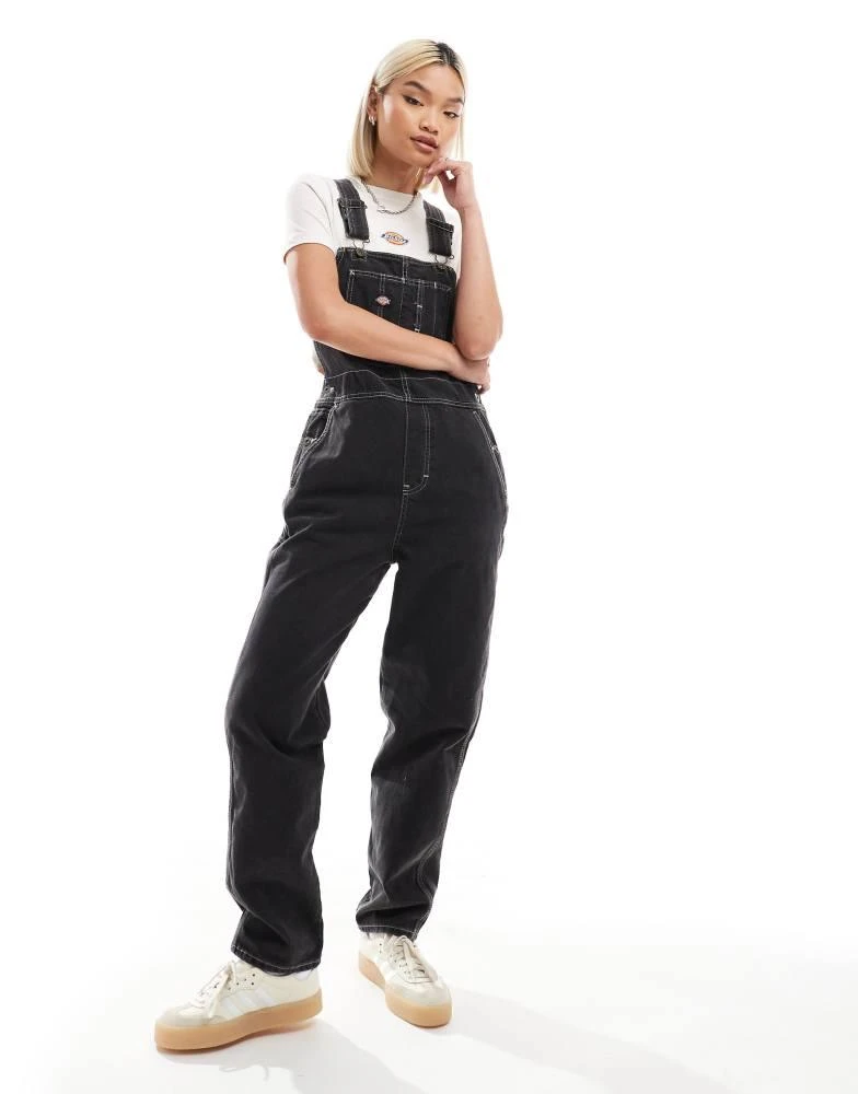 DICKIES Dickies classic denim dungarees in washed black 1