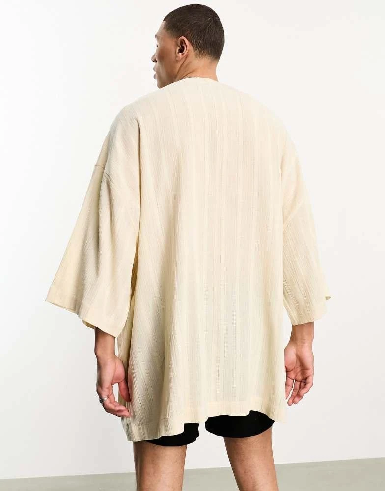 ASOS ASOS DESIGN textured linen blend kimono in neutral 2