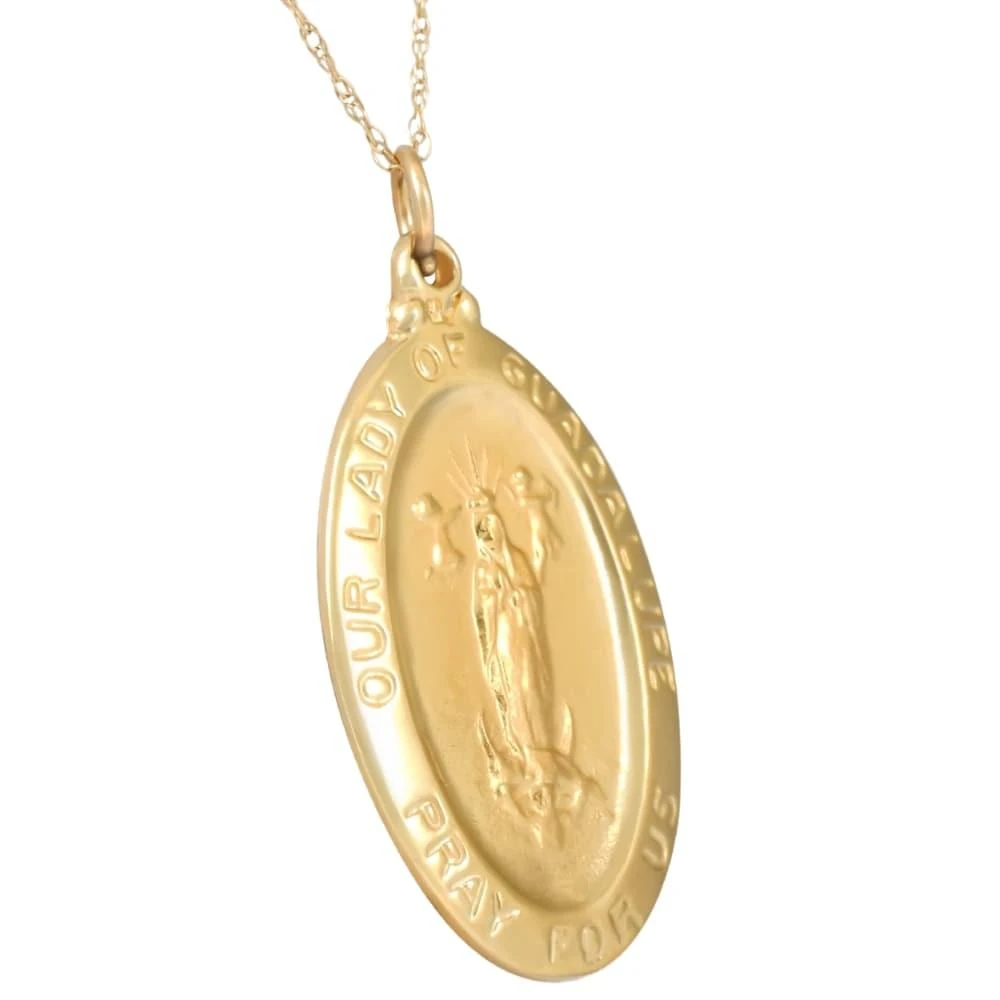 Pompeii3 14k Yellow Gold Lady Of Guadalupe Medal Pendant  1" Tall 4 Grams 2