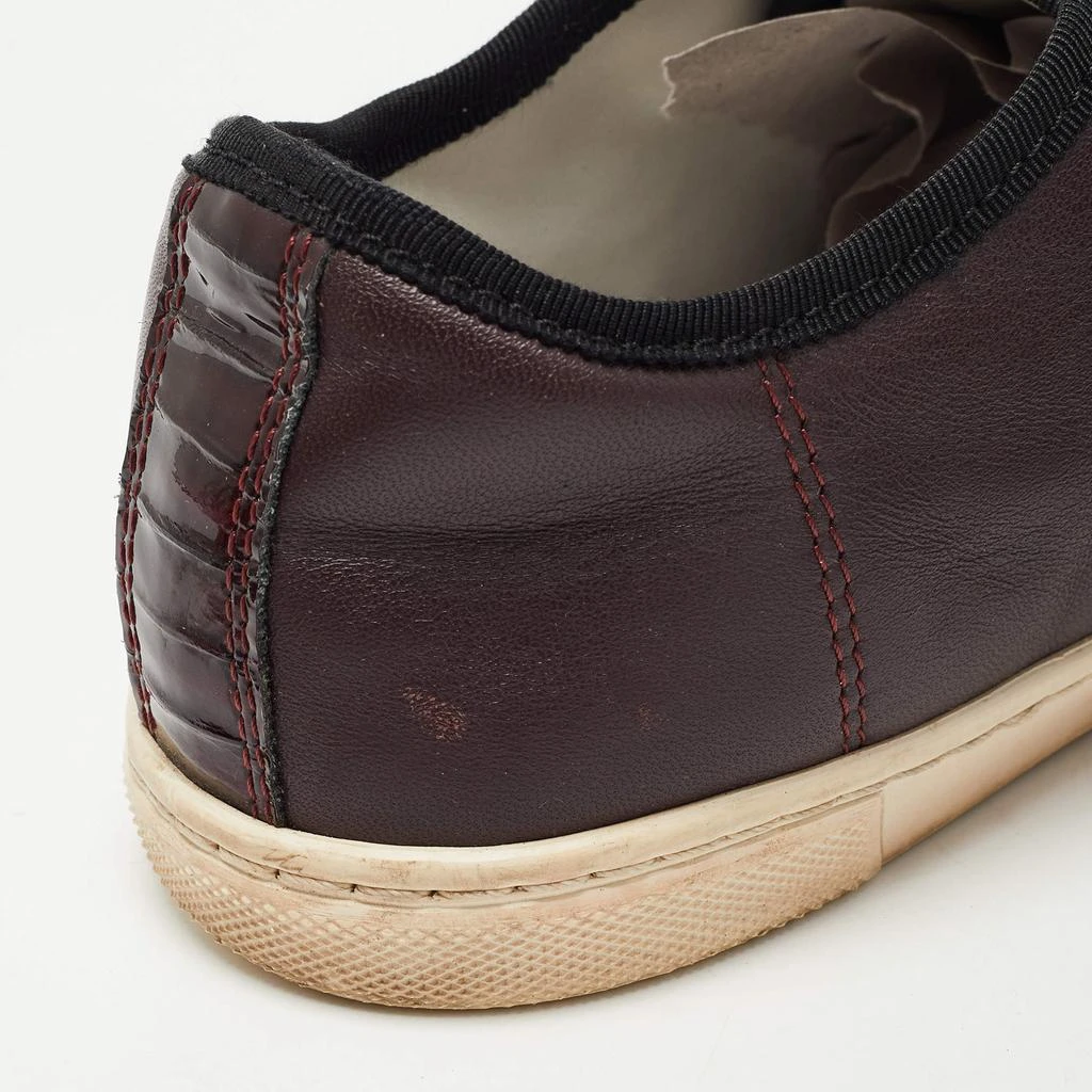 Lanvin Lanvin Burgundy Leather and Embossed Python Cap Toe Low Top Sneakers Size 37 8