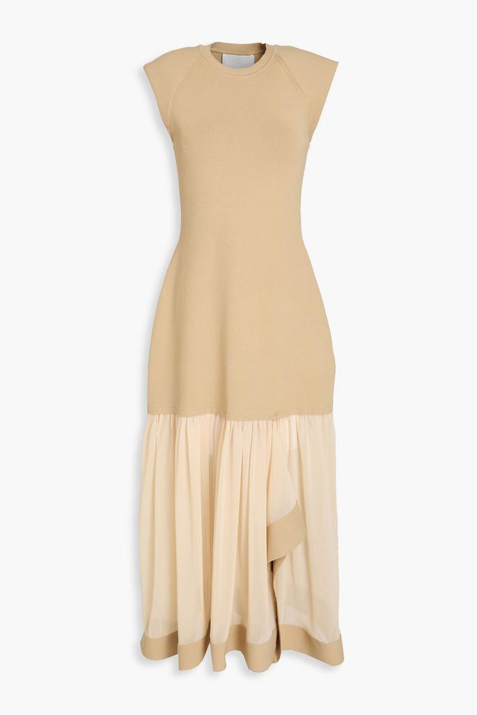 3.1 Phillip Lim Pleated chiffon and stretch-knit midi dress