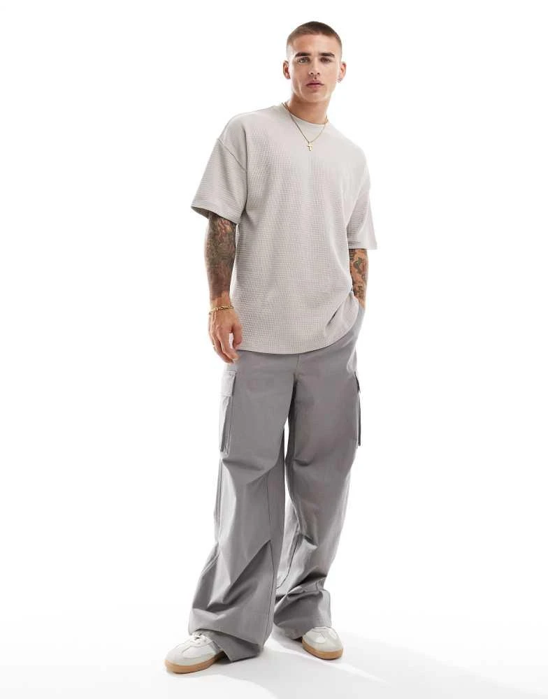 New Look New Look textured oversized t-shirt in stone 2