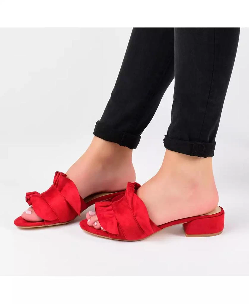 Journee Collection Women's Sabica Ruffle Slip On Dress Sandals 6