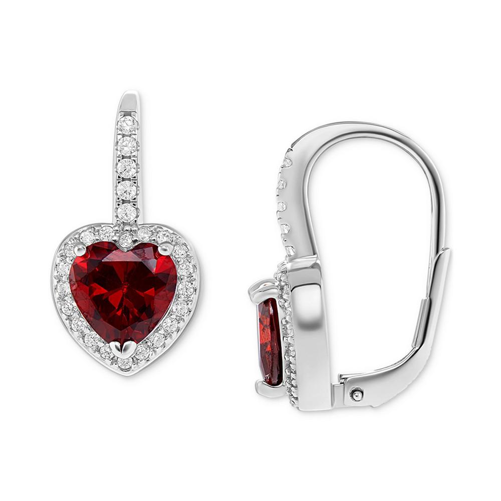 Giani Bernini Cubic Zirconia Heart Halo Leverback Earrings in Sterling Silver, Created for Macy's