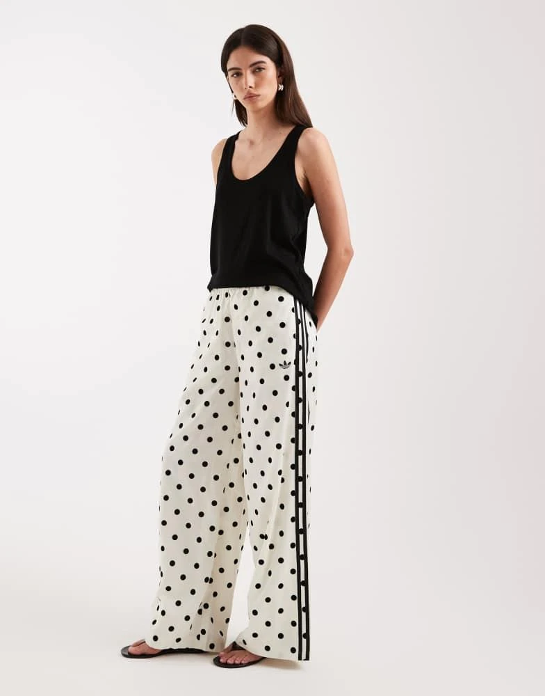 Adidas adidas Originals satin wide leg track pants in white polka dot
