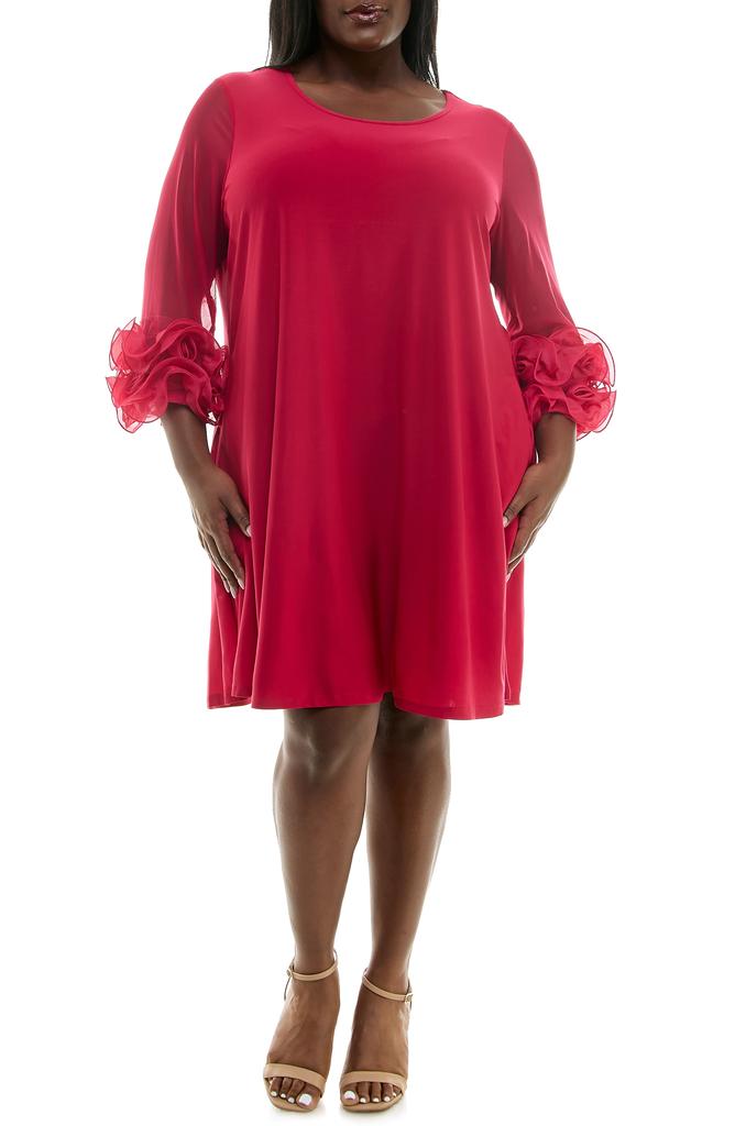 Nina Leonard Ruffle Cuff Shift Dress