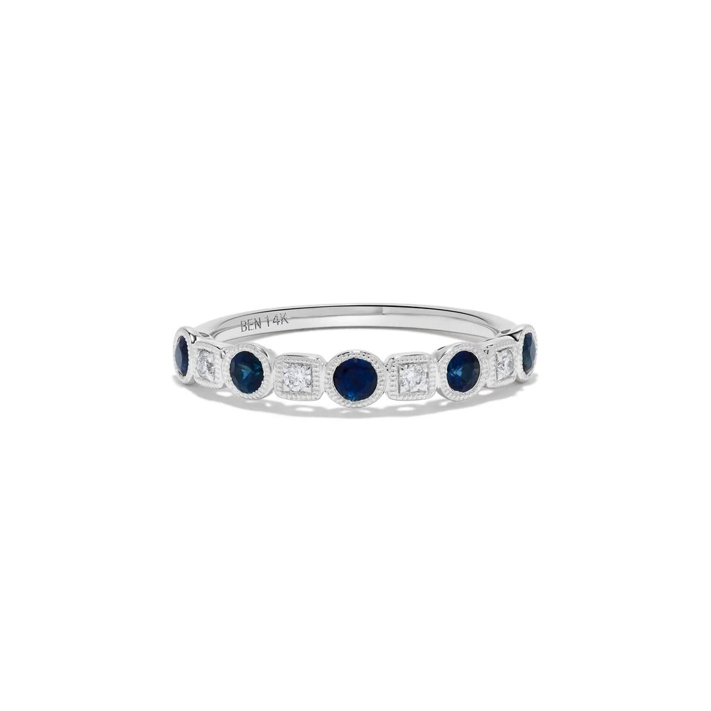 H.J. Namdar 0.45 ct tw Diamond and Sapphire Bezel Set Stack Ring 14K White Gold Natural Sapphires and Diamonds Size 6 2