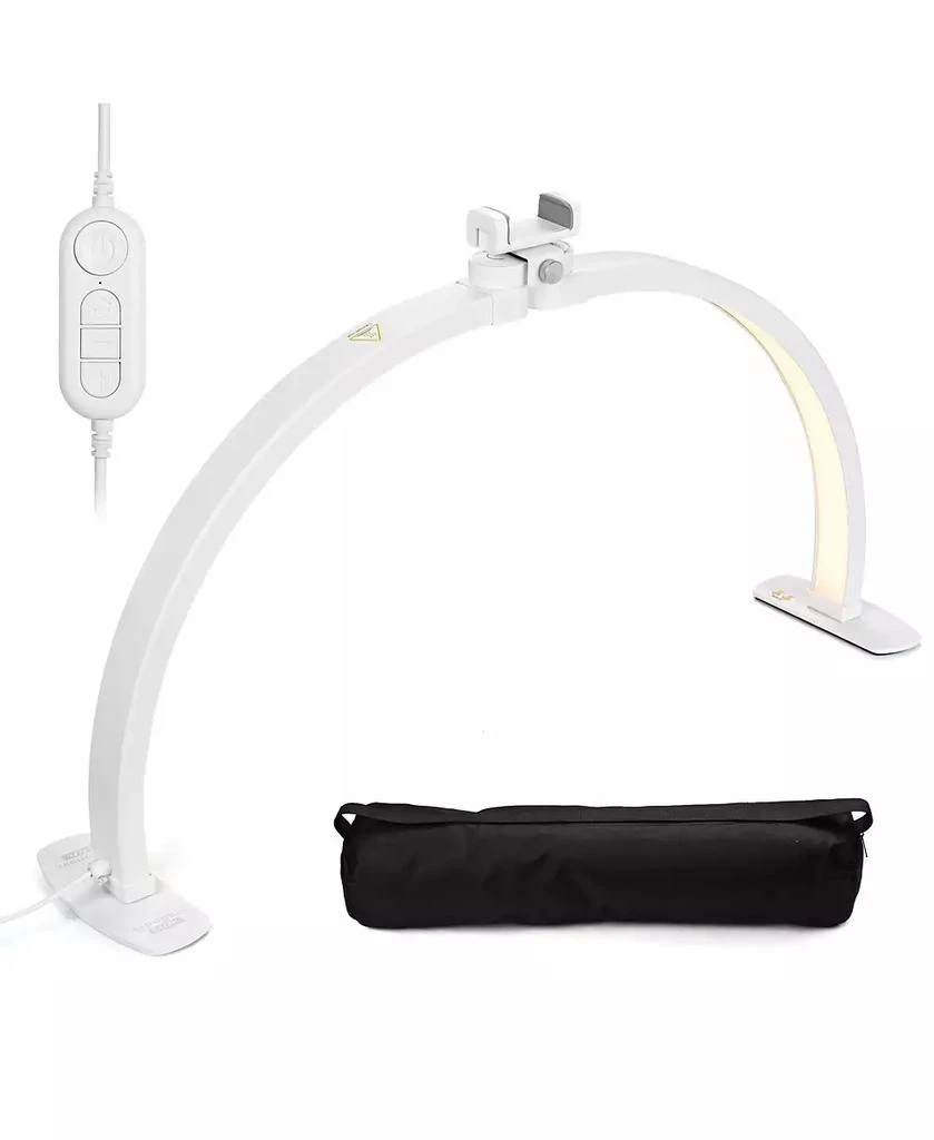 Byootique 40W Foldable Half Moon Nail Desk Lamp LED Nail Tech Light Phone Holder With Carry Bag For Manicure Beauty Salon Home Spa
