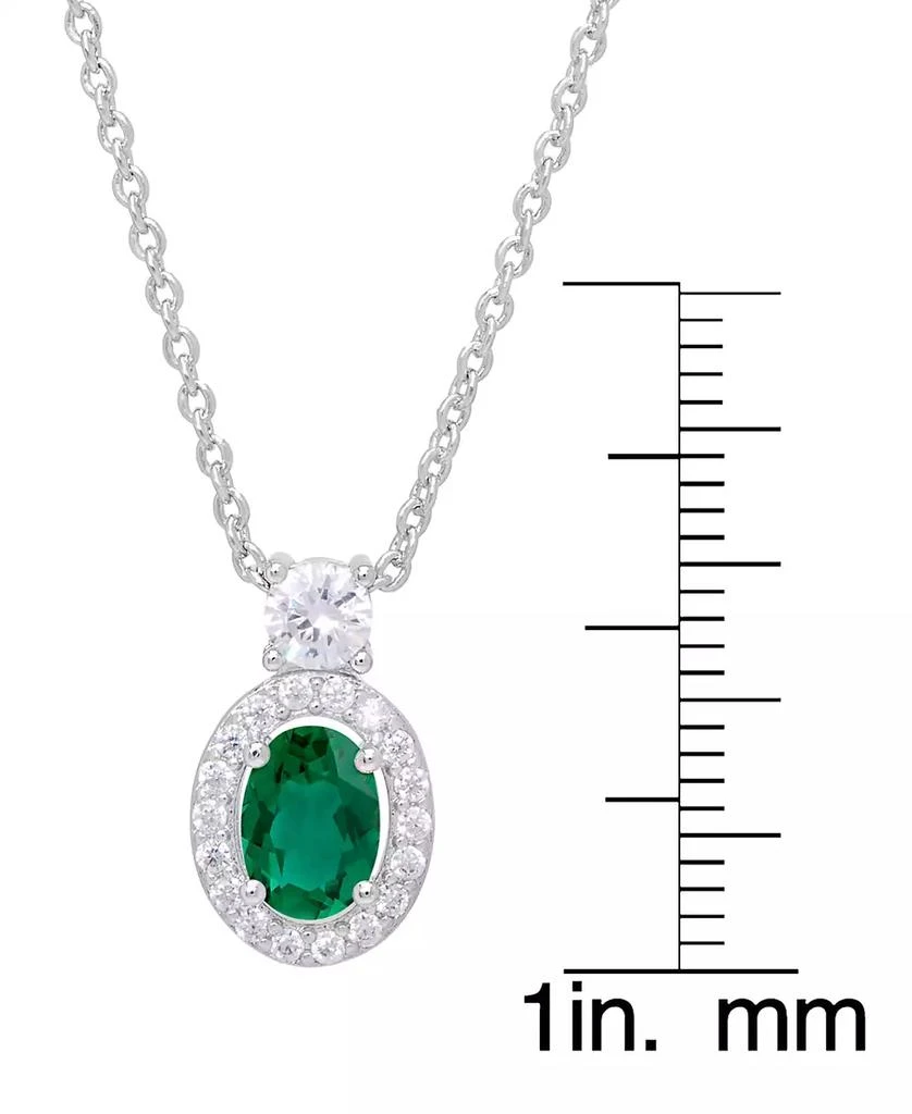 Macy's Simulated Emerald Oval Halo 3 Piece, Pendant, Earrings and Ring, Set in Silver Plate 2