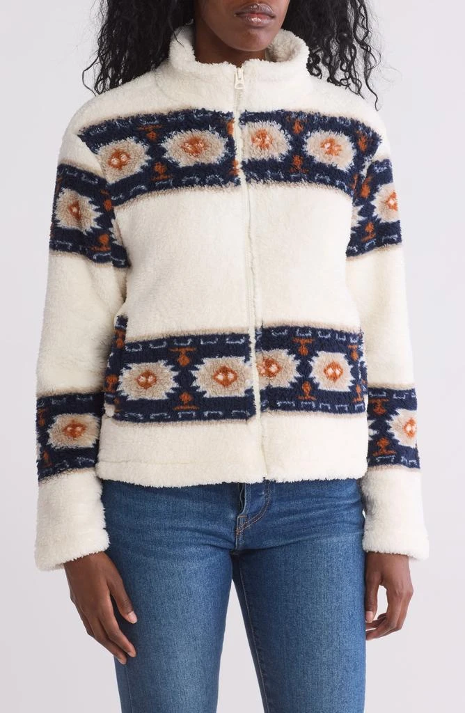 Lucky Brand Geo Print Faux Fur Zip Jacket 1