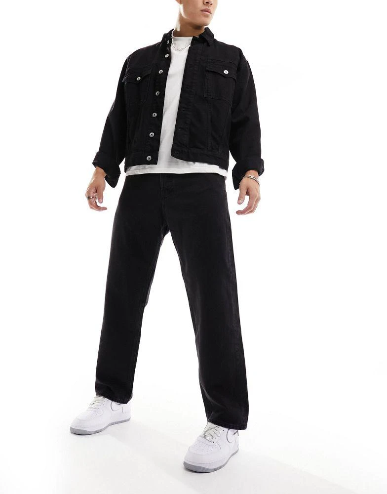 Jack & Jones Jack & Jones Alex baggy fit rigid jeans in black 4