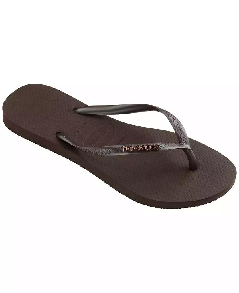Havaianas Women's Slim Logo Metallic Round Toe Sandals