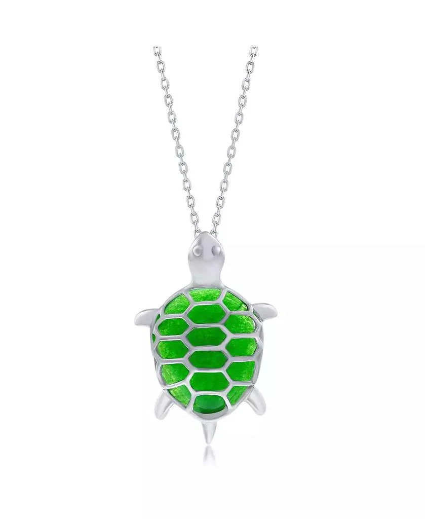 Caribbean Treasures Sterling Silver Jade Turtle Necklace