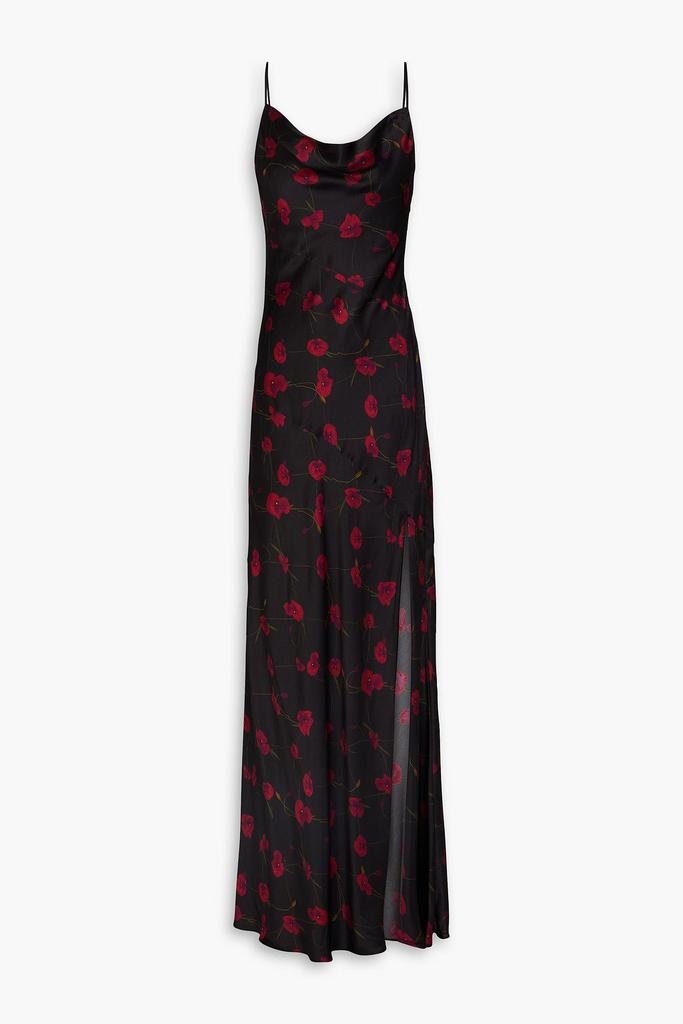 NICHOLAS Draped floral-print silk-blend satin gown