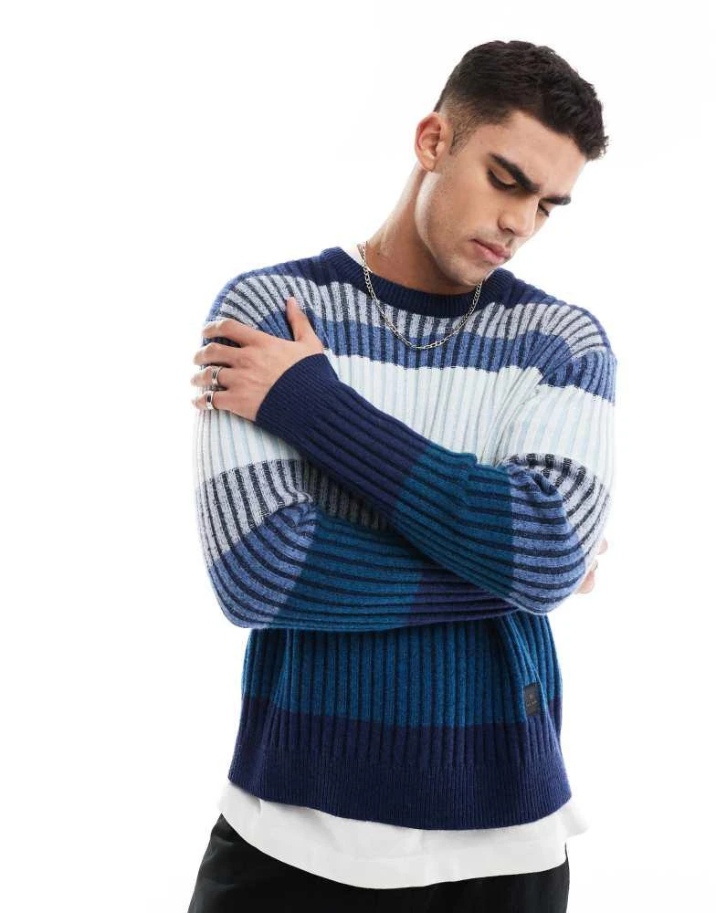 Paul Smith PS Paul Smith striped fisherman knit jumper in blue 1