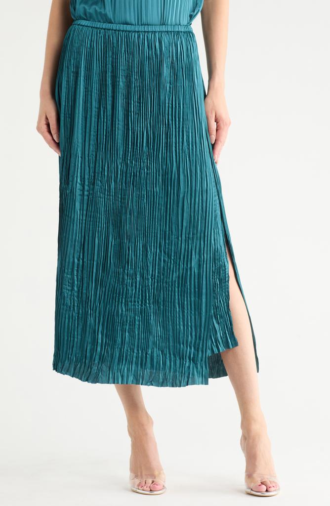 Vince Crushed Overlay Satin Midi Skirt