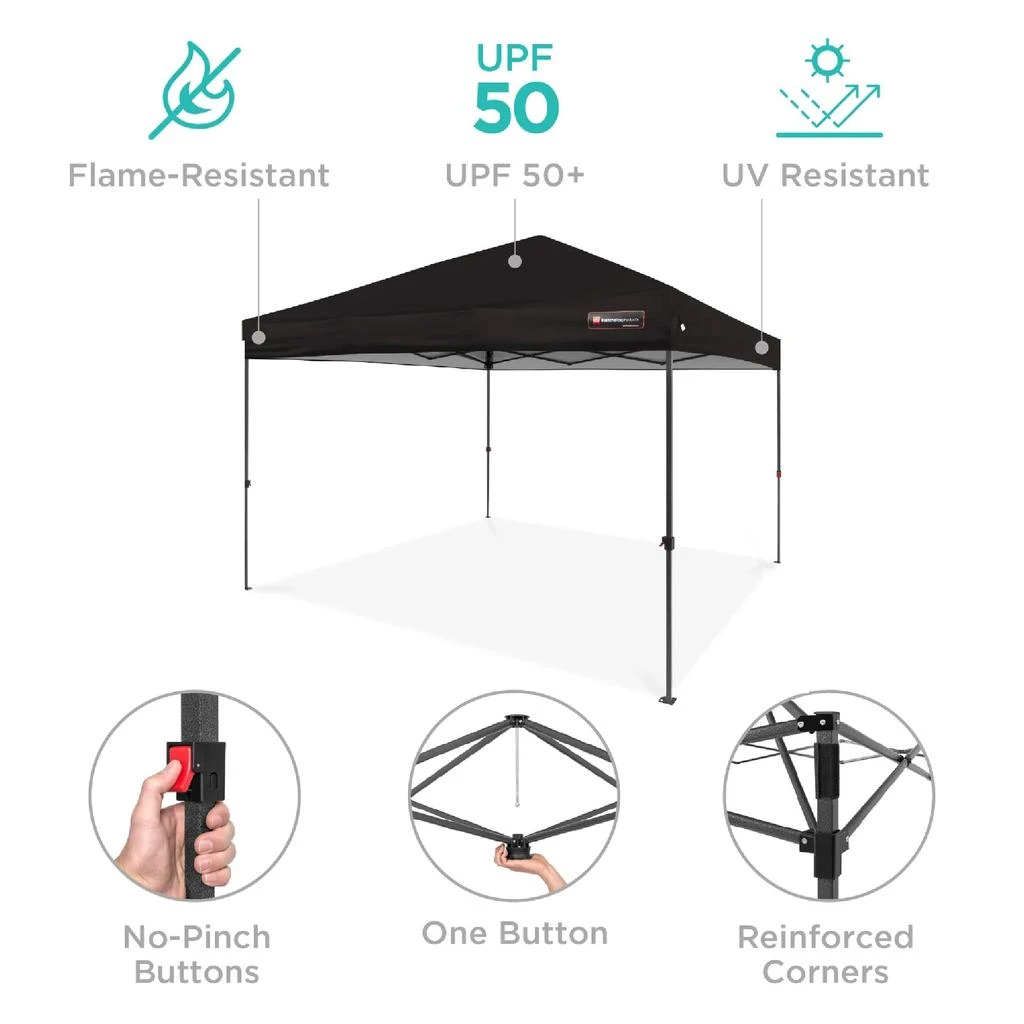 Best Choice Products 12x12ft Easy Setup Pop Up Canopy w/ 1-Button Setup, Wheeled Case, 4 Weight Bags 4