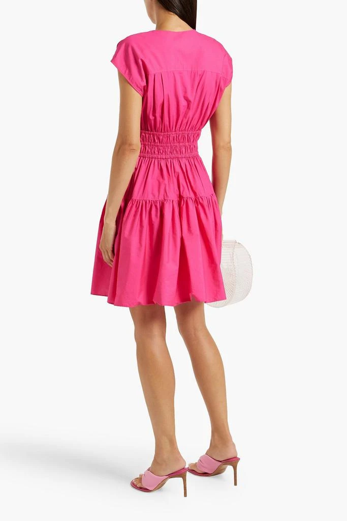 Derek Lam Bow-detailed shirred cotton-poplin mini dress 3