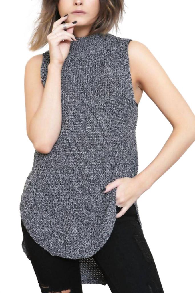 MINKPINK Minkpink - BITTERSWEET WOOL TWEED MOCK NECK TUNIC SWEATER TOP