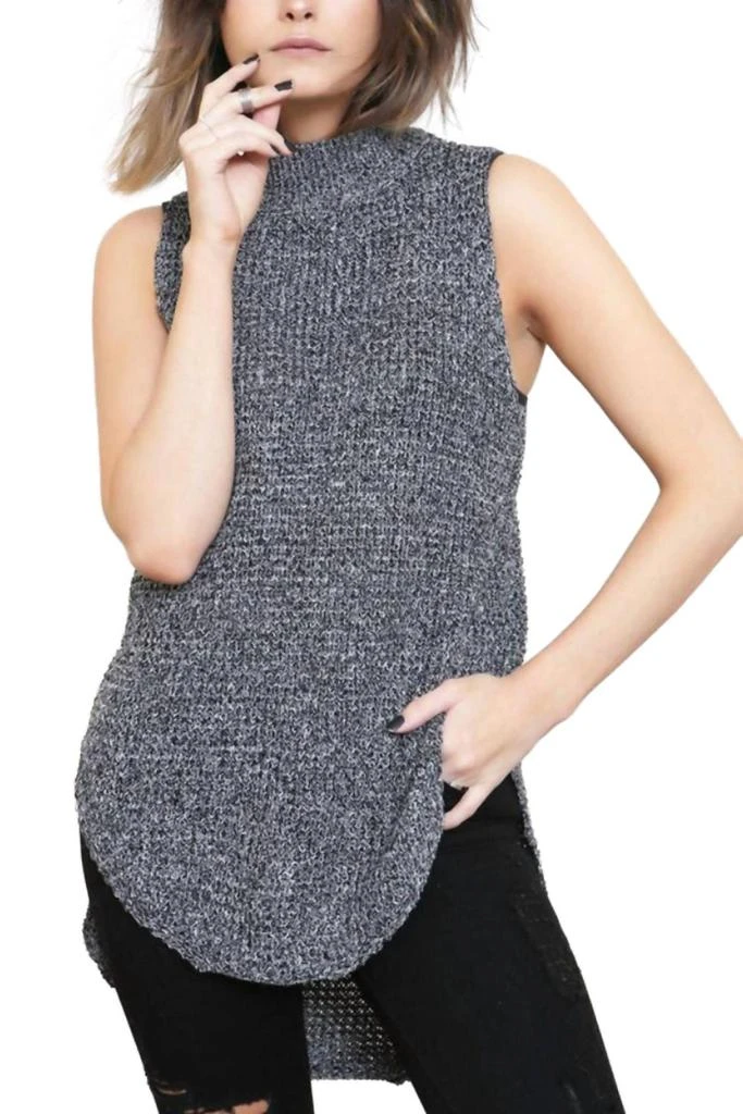 Minkpink Minkpink - BITTERSWEET WOOL TWEED MOCK NECK TUNIC SWEATER TOP 1