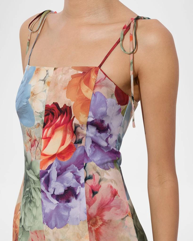 Alice + Olivia Jeanette Tie-Shoulder Paneled Midi Dress 6
