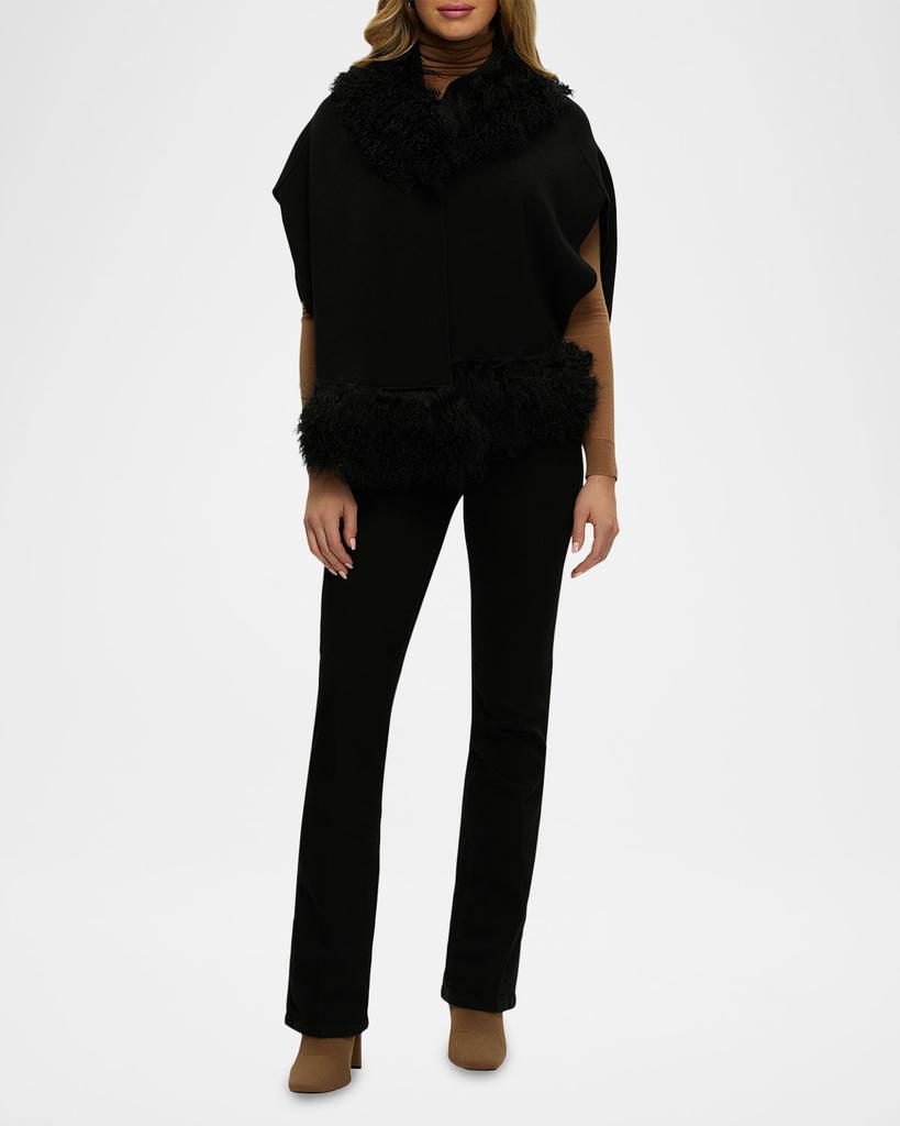 Gorski Knit Vest with Mongolian Shearling Lamb Trim