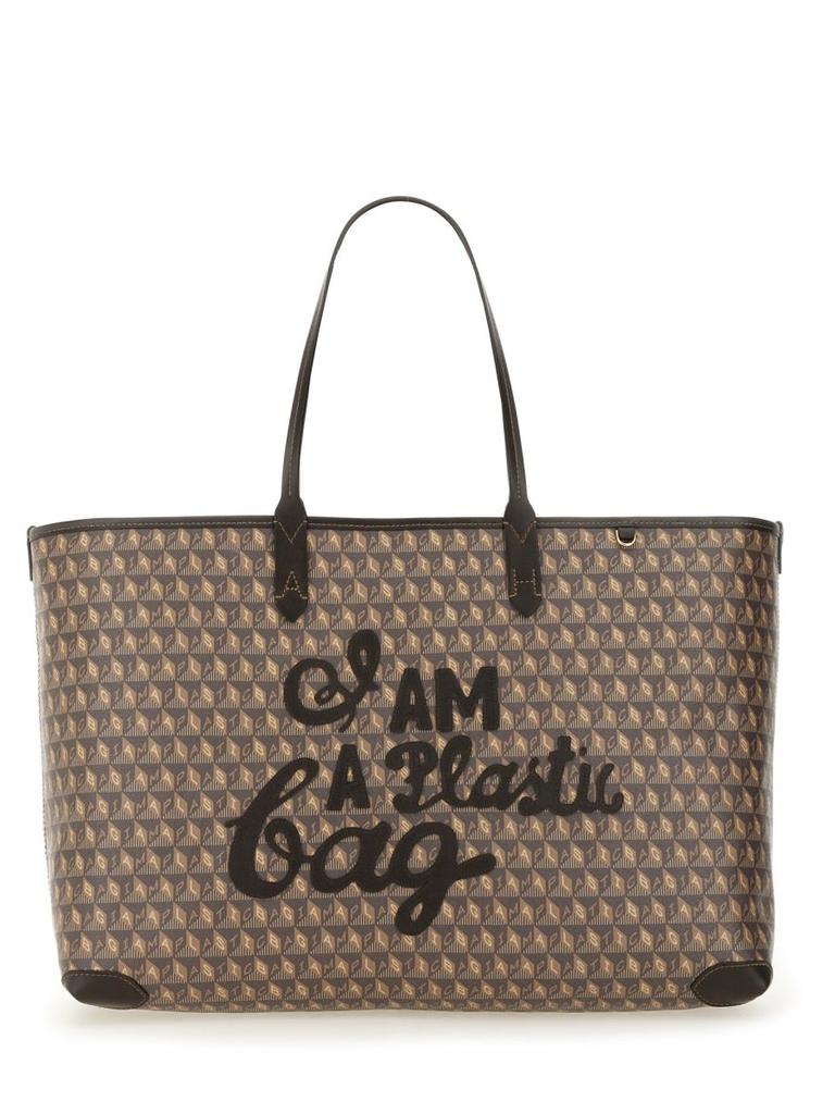 トートバッグ Anya Hindmarch BORSA TOTE \"I AM PLASTIC BAG\" (194839 BLACK) I Am A Plastic Bag Zipped Motif Tote | Anya Hindmarch US