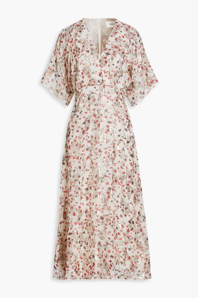 BA&SH Tee floral-print metallic fil coupé silk-blend midi dress 1