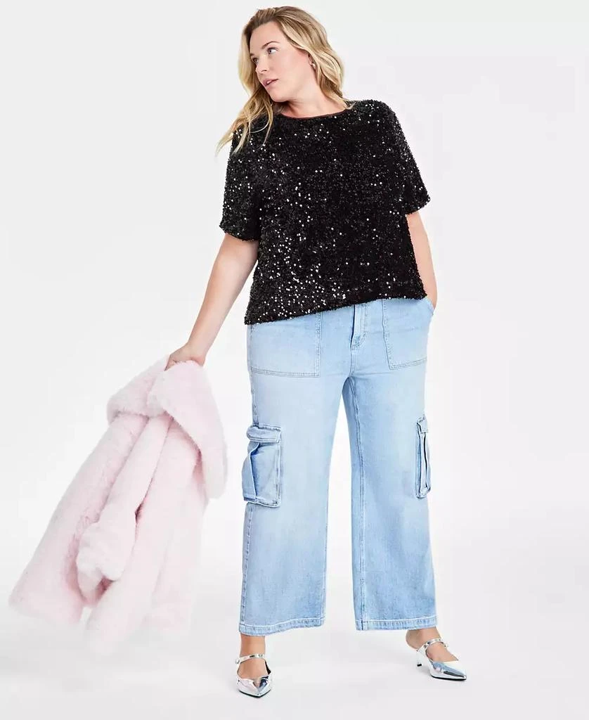 On 34th Trendy Plus Size Sequined Velvet Top, Exclusively at Macy's 2