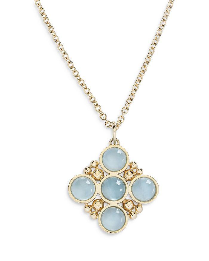 L. Klein 18K Yellow Gold Bubbles Aquamarine Bezel Pendant Necklace, 16-18"