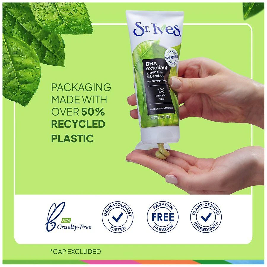 St. Ives BHA Green Tea 
Bamboo Face Scrub Green Tea 
Bamboo 6