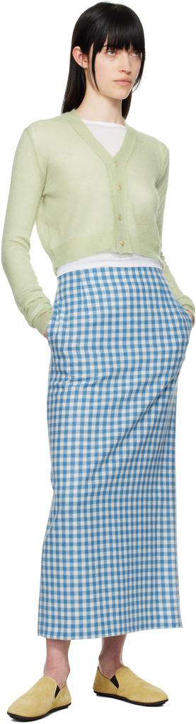 AURALEE Blue & White Airy Smooth Cashmere Maxi Skirt - Dresses
