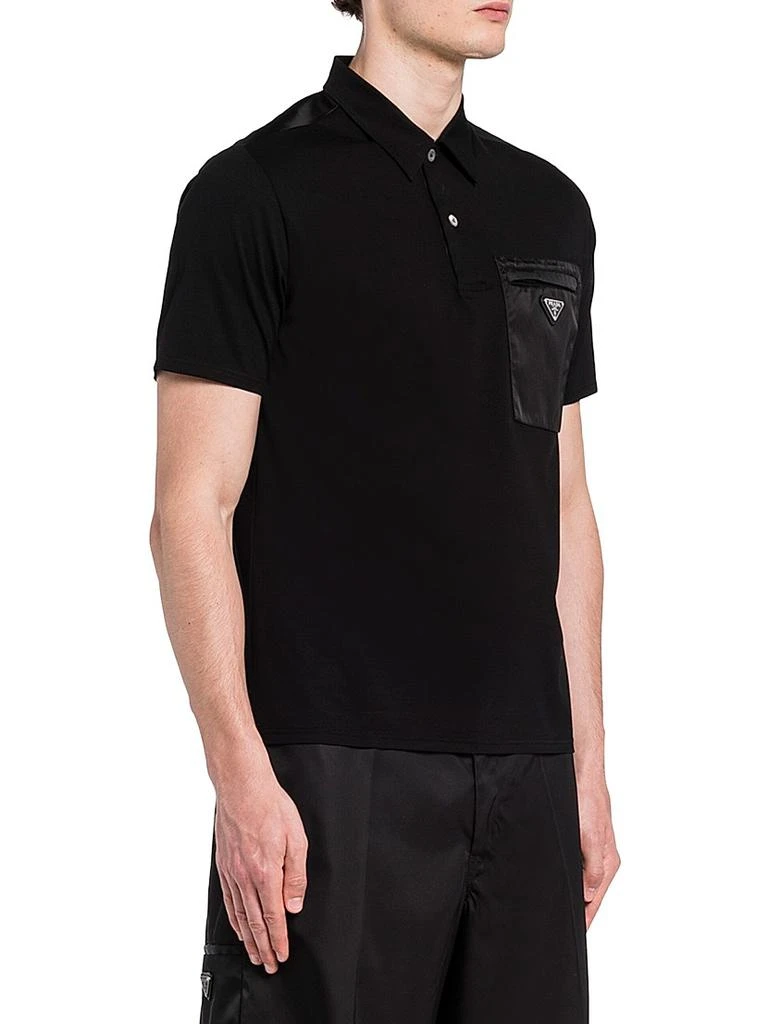 Prada Stretch Cotton Polo Shirt with Nylon Details 3