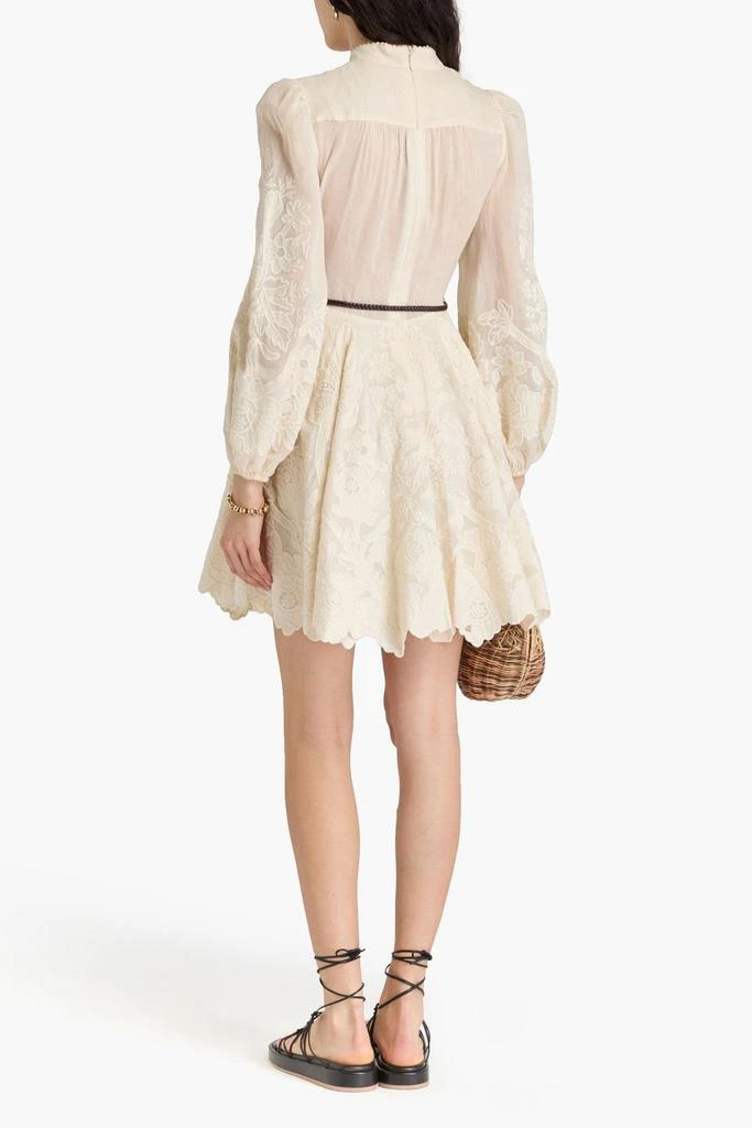 Zimmermann Belted embroidered linen-gauze mini dress 3