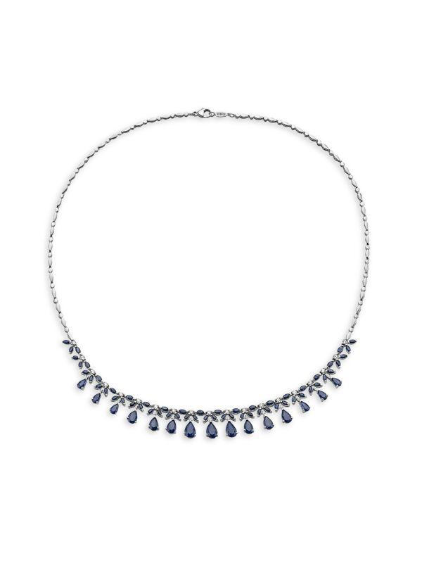 Effy 14K White Gold, Sapphire & Diamond Choker Necklace
