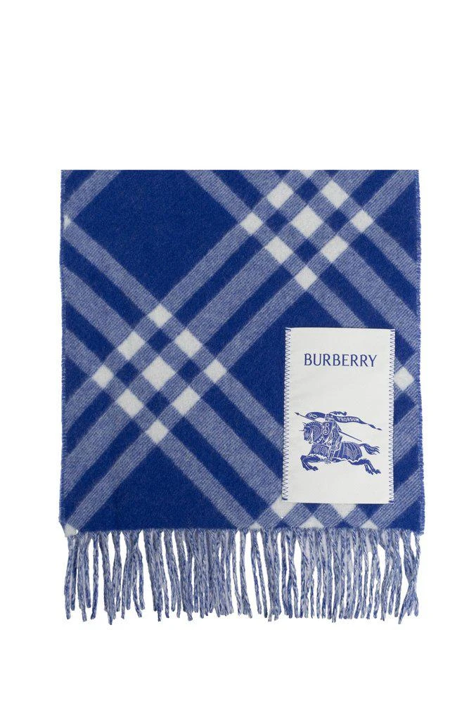 Burberry Burberry Logo Patch Checked Fringed Scarf