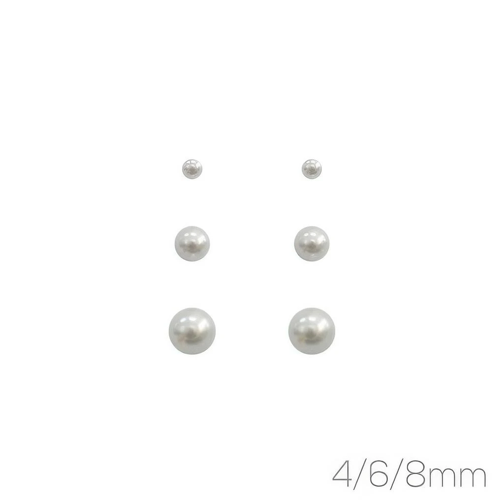 TRUEDAMES 3-pair Assorted White Pearl Stud Earring Set 2