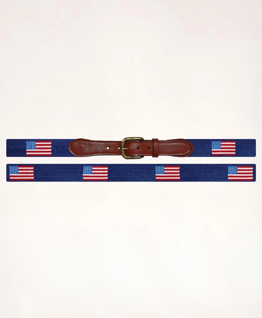 Brooks Brothers Smathers & Branson Leather Needlepoint American Flag Belt 2