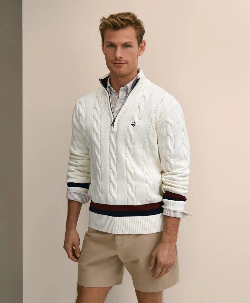 Brooks Brothers Cable Knit Tennis Quarter-Zip Sweater in Supima® Cotton